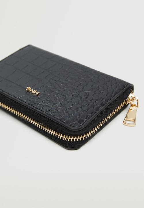 MANGO - Croc-effect wallet - black