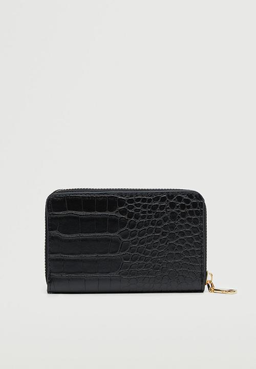 MANGO - Croc-effect wallet - black