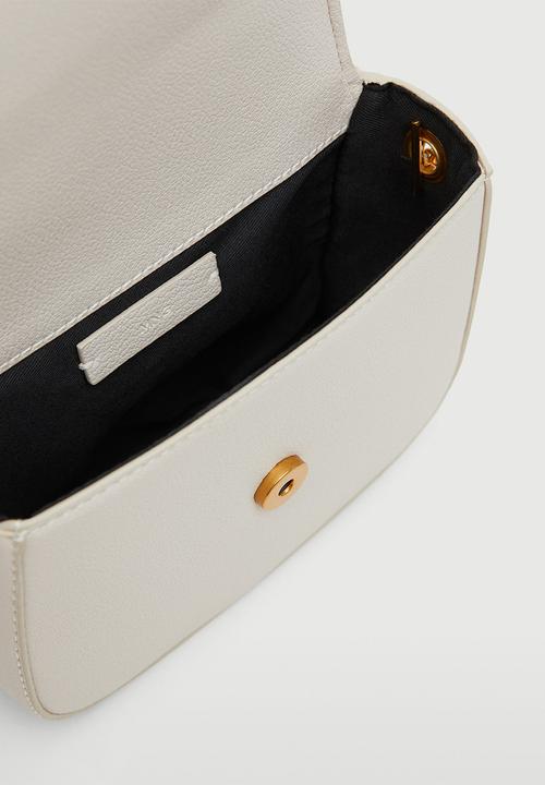MANGO - Flap chain bag - off white