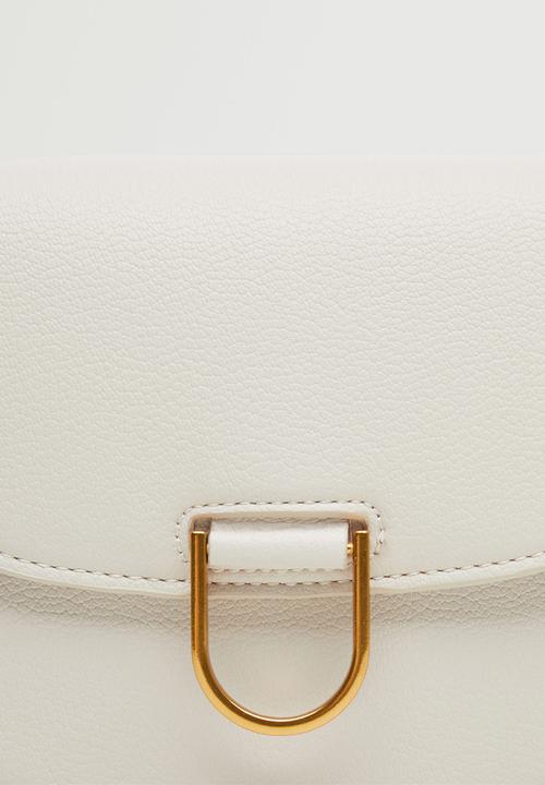 MANGO - Flap chain bag - off white