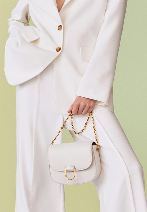 MANGO - Flap chain bag - off white