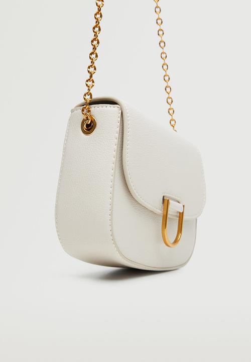 MANGO - Flap chain bag - off white