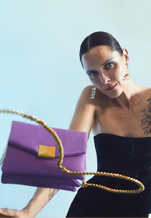 MANGO - Flap chain bag - purple