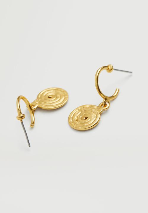 MANGO - Metal pendant earrings - gold