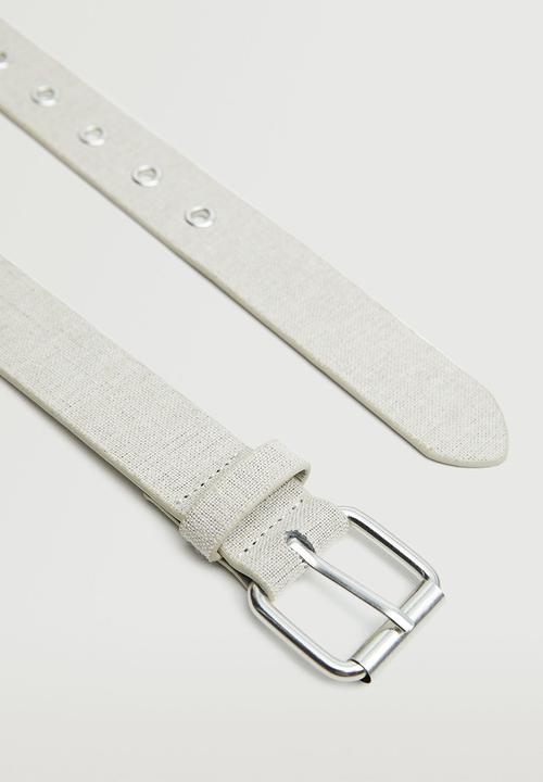 MANGO - Metal buckle belt - ecru