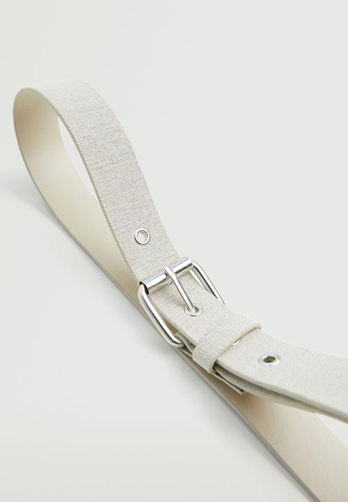 MANGO - Metal buckle belt - ecru