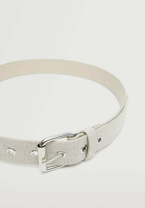 MANGO - Metal buckle belt - ecru