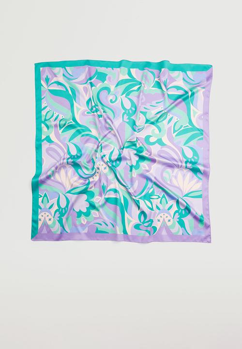 MANGO - Printed satin scarf - lilac