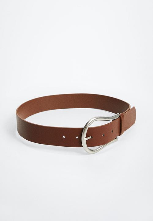 MANGO - Rounded buckle belt - brown