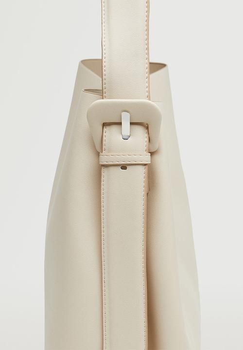 MANGO - Buckle detail shopper bag - off white