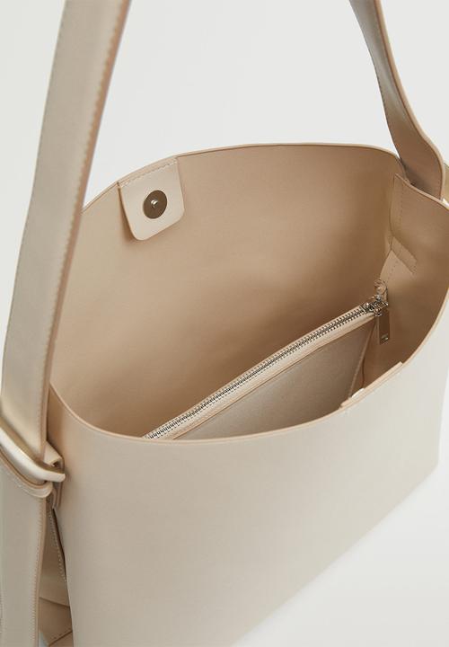 MANGO - Buckle detail shopper bag - off white