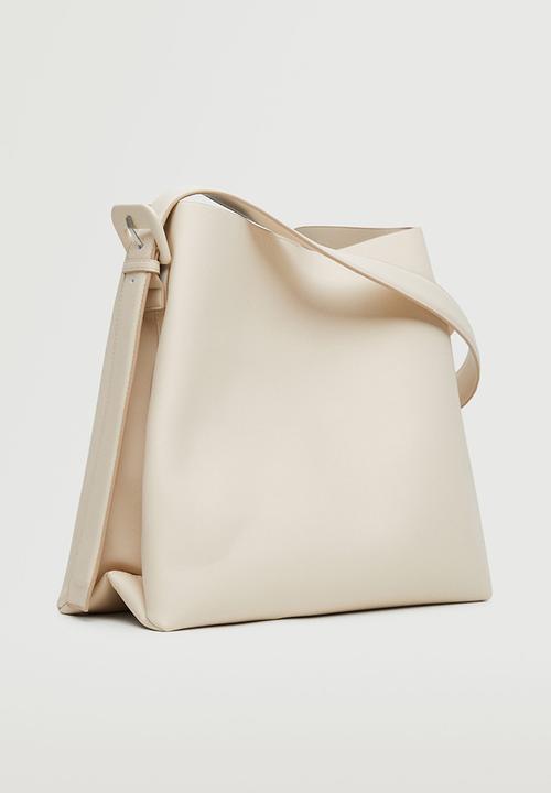 MANGO - Buckle detail shopper bag - off white