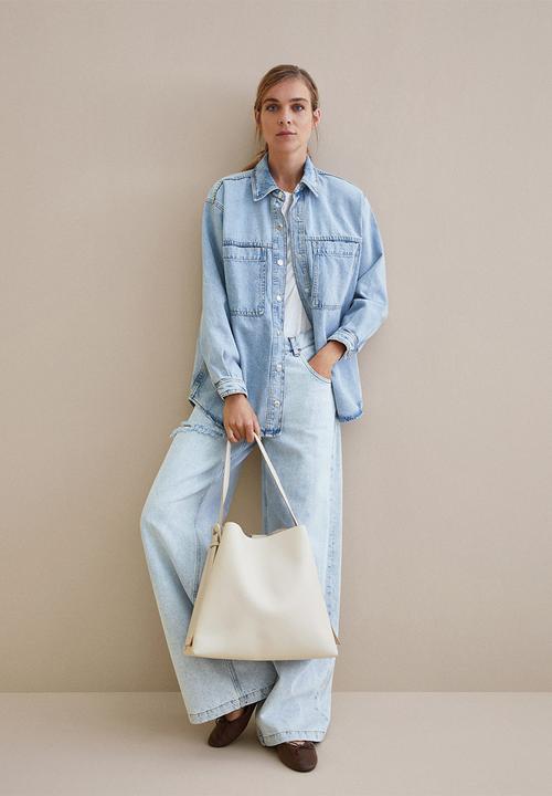 MANGO - Buckle detail shopper bag - off white