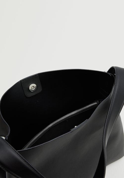 MANGO - Buckle detail shopper bag - black