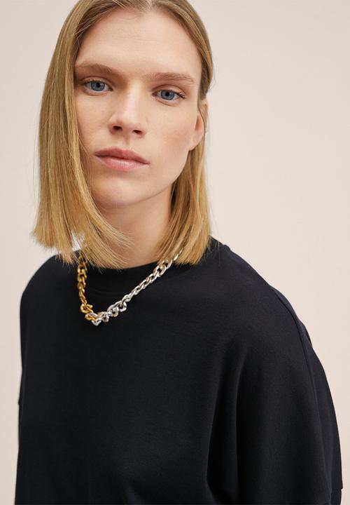 MANGO - T-shirt sita2 - black