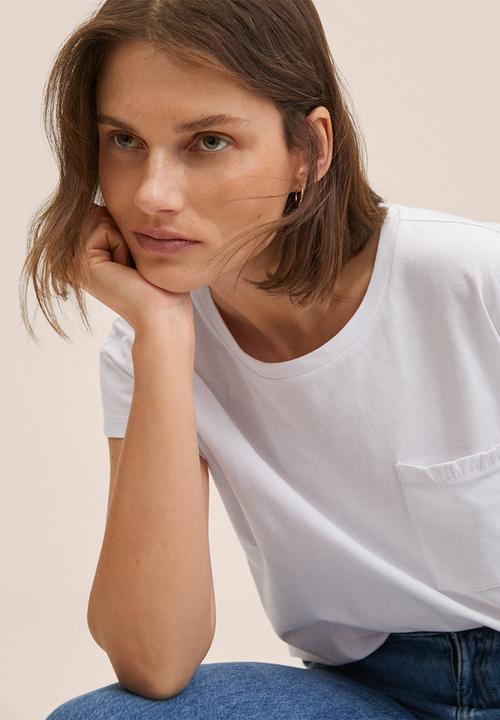 MANGO - T-shirt menta - white
