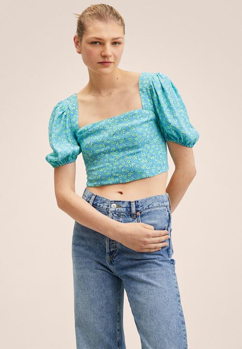 MANGO - Blouse daisy - medium blue