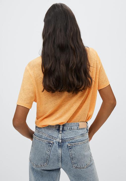 MANGO - T-shirt lisino - light pastel orange