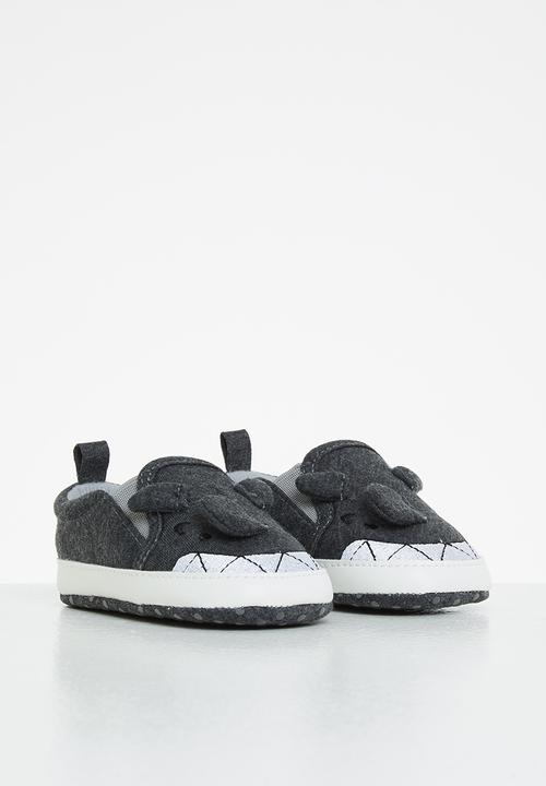Pop Candy - Boys slip-on - charcoal & white
