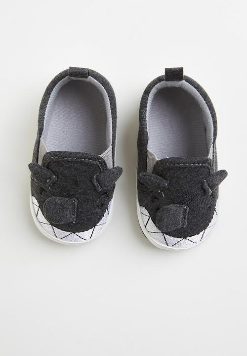 Pop Candy - Boys slip-on - charcoal & white