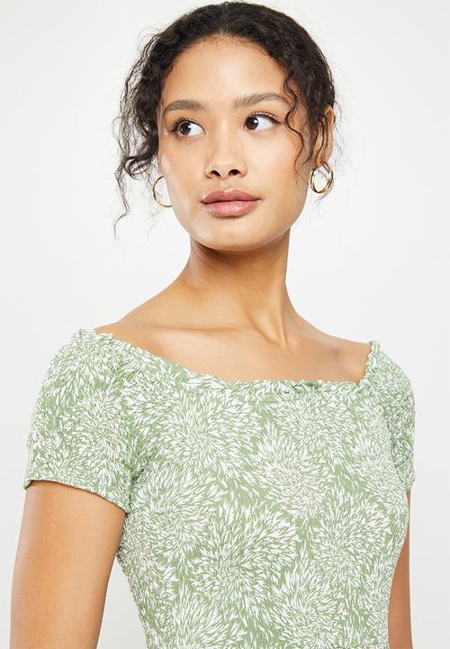 Stella Morgan - Front hi-lo maxi printed dress - sage
