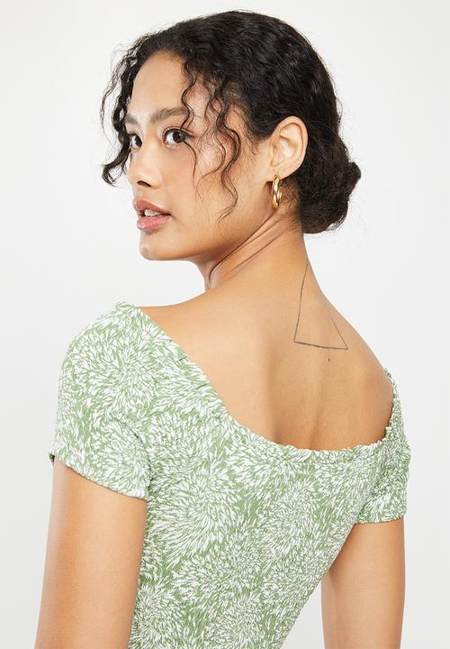 Stella Morgan - Front hi-lo maxi printed dress - sage