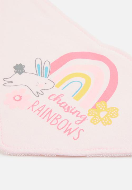Pop Candy - Rainbow 3 pack bibs - pink & white 