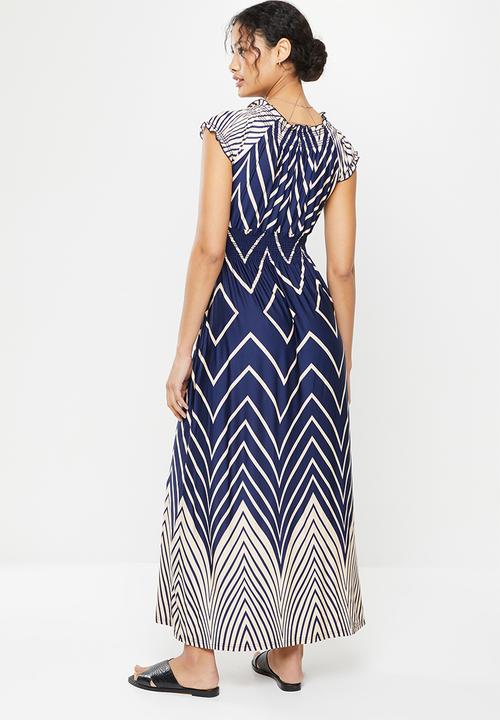Stella Morgan - Zip zag striped knit maxi dress - navy