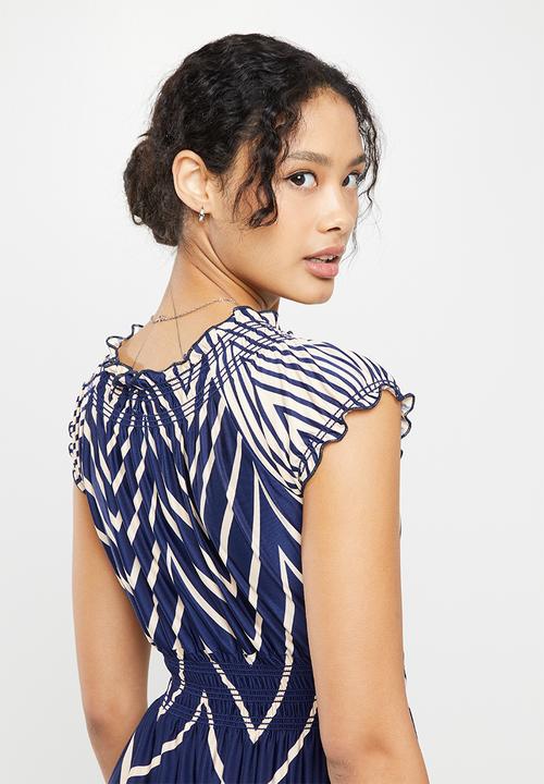 Stella Morgan - Zip zag striped knit maxi dress - navy