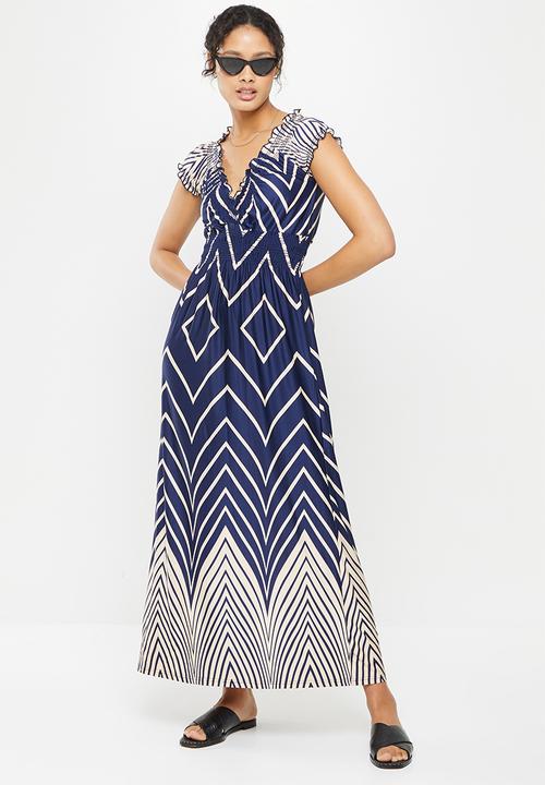 Stella Morgan - Zip zag striped knit maxi dress - navy