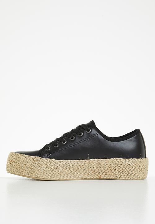 Miss Black - Quebec6 flatform espadrille sneaker - black