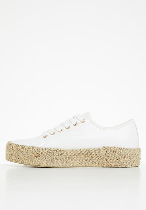 Miss Black - Quebec6 flatform espadrille sneaker - white