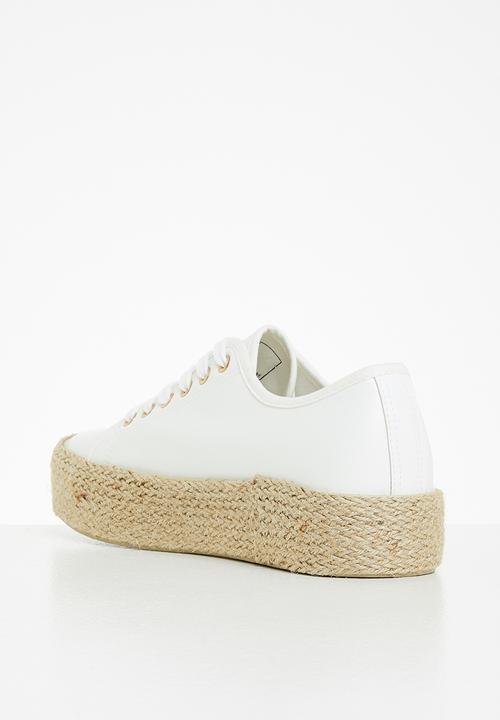 Miss Black - Quebec6 flatform espadrille sneaker - white