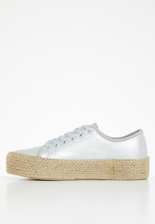 Miss Black - Quebec6 flatform espadrille sneaker - silver