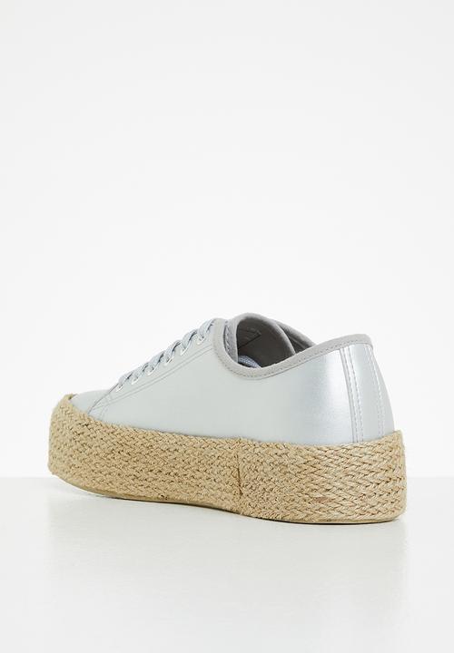 Miss Black - Quebec6 flatform espadrille sneaker - silver