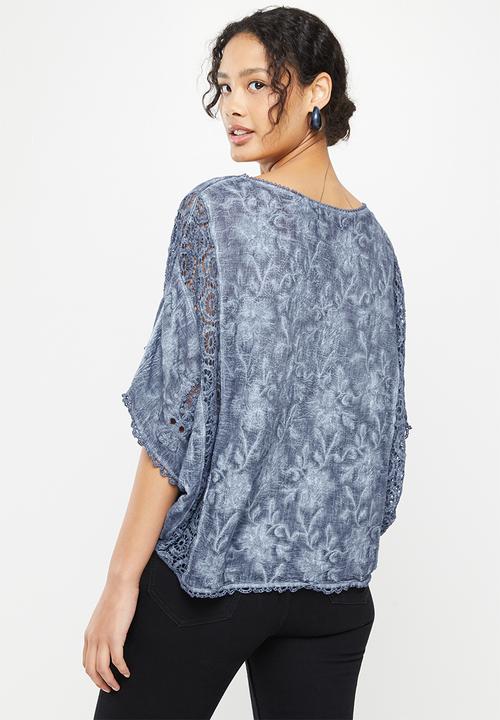 Stella Morgan - Lace embroidered blouse - navy