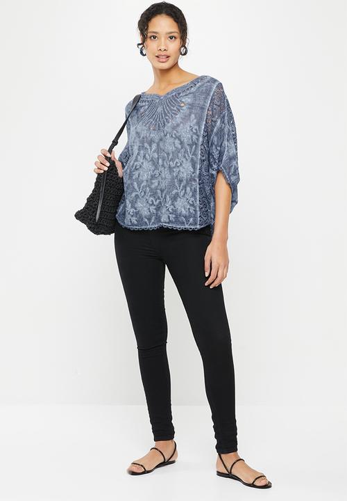 Stella Morgan - Lace embroidered blouse - navy