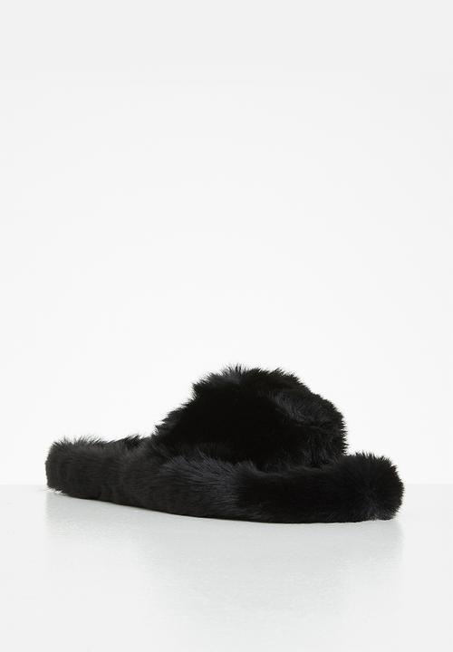dailyfriday - Open toe soft touch slipper - black