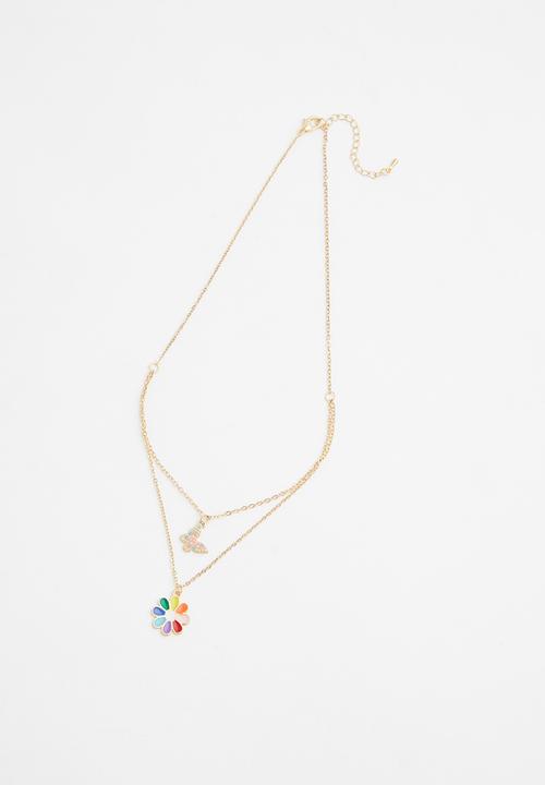 Rebel Republic - Girls tiered flower necklace - gold 