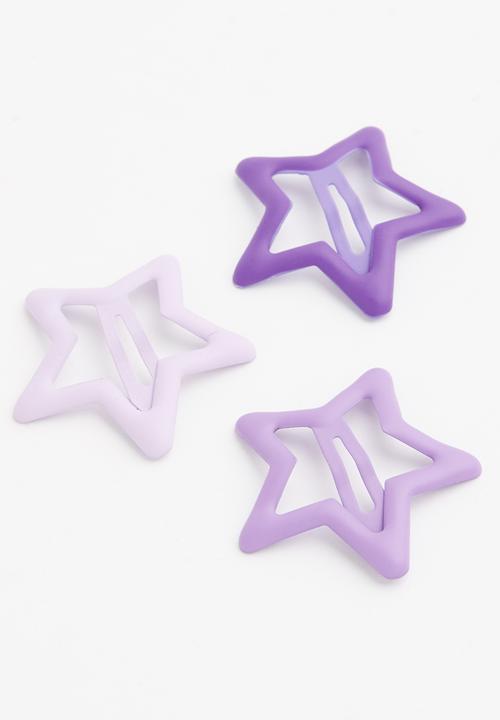 Pop Candy - 3 Pack star hair clips - purple