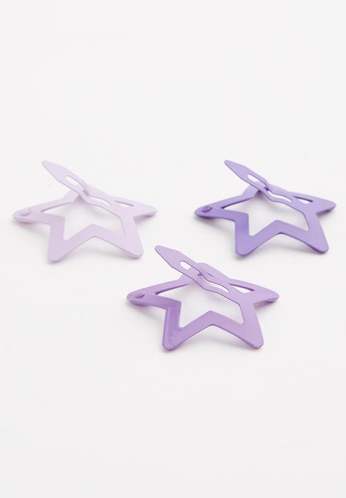Pop Candy - 3 Pack star hair clips - purple