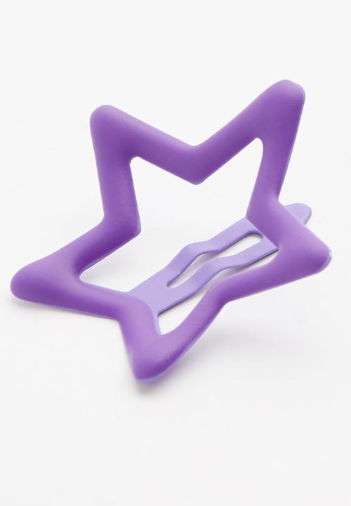Pop Candy - 3 Pack star hair clips - purple