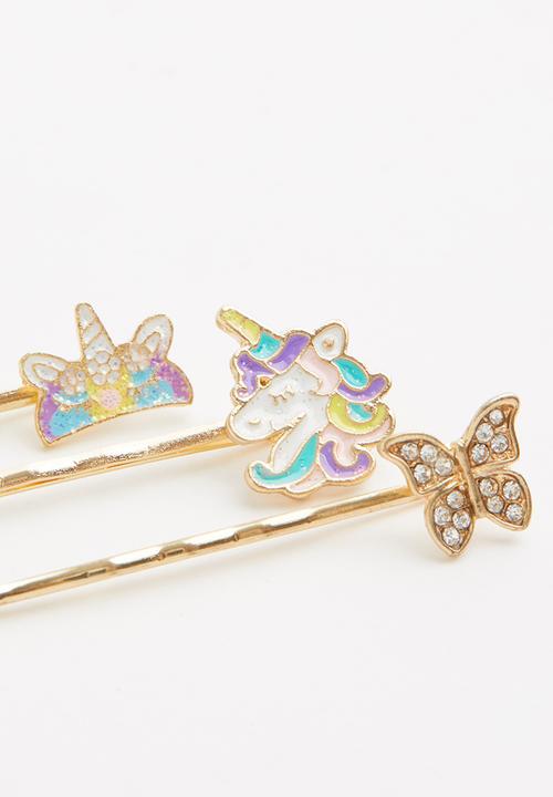 Pop Candy - Girls 3 pack pins - gold 