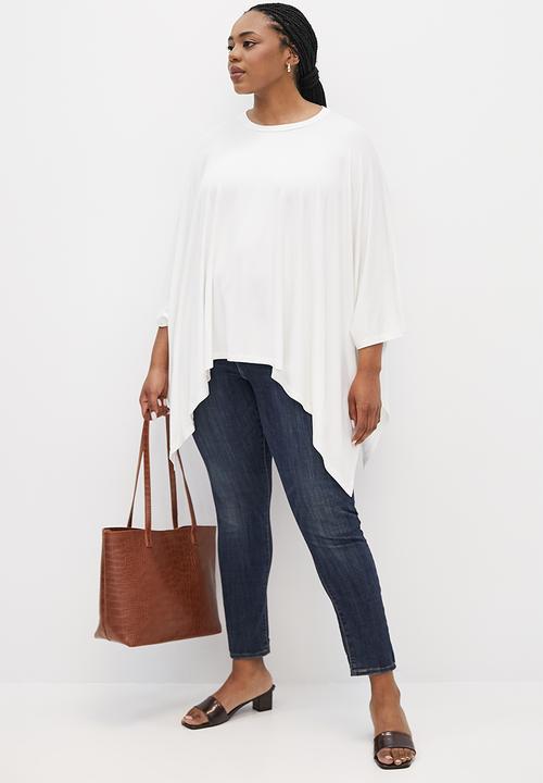 edit Plus - 3/4 Sleeve batwing top - milk