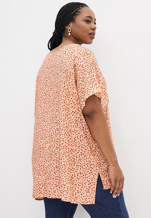 edit Plus - V-neck hi-low shell - beige