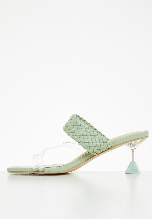 Seduction - Braided barely there stiletto heel mule - sage