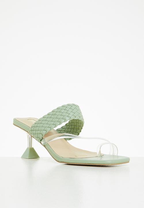 Seduction - Braided barely there stiletto heel mule - sage