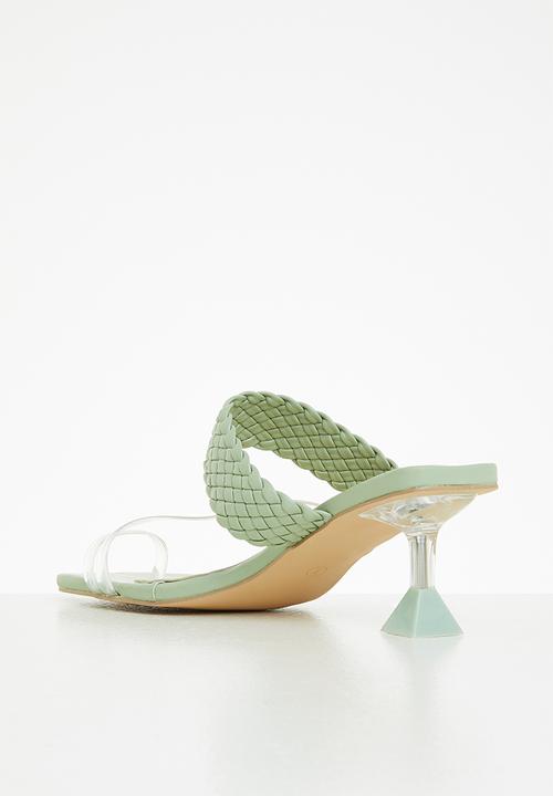 Seduction - Braided barely there stiletto heel mule - sage