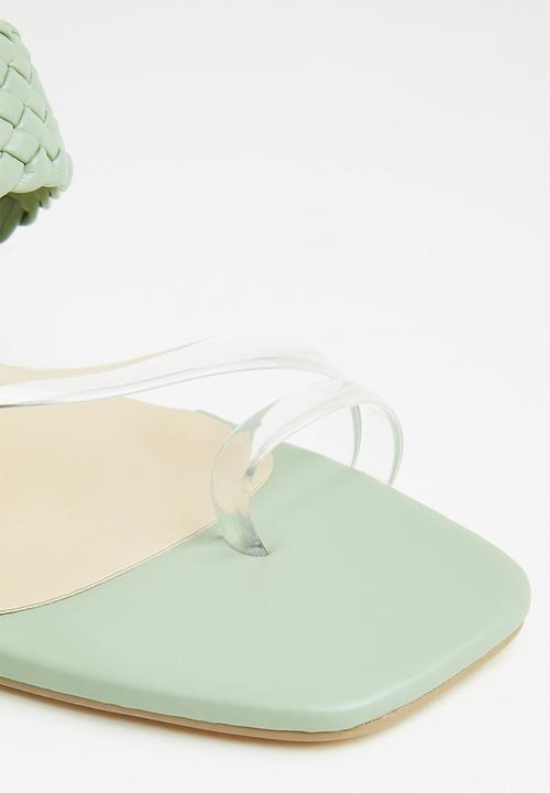 Seduction - Braided barely there stiletto heel mule - sage