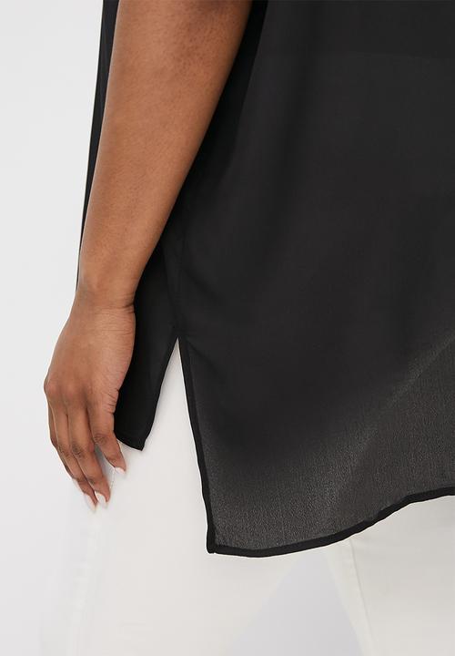 edit Plus - V-neck hi-low shell - black